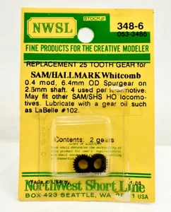 NWSL HO SCALE 348-6 25 TOOTH GEAR FOR HALLMARK WHITCOMB - Picture 1 of 1