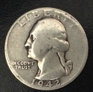 Washington Quarter 1942-S plata EE. UU. Moneda A3780 - Imagen 1 de 5