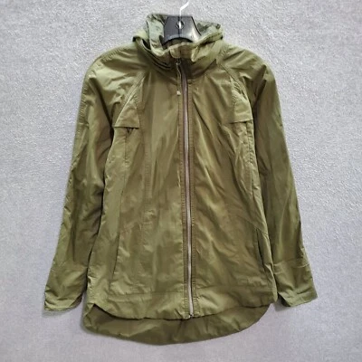 Jaqueta Lululemon Feminina Pequena Olive Fo Drizzle Rain Coat Com Capuz Zíper Completo LEIA - Imagem 1 de 4