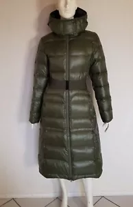 Benetton femininer warmer Mantel Long Daunenmantel Grün tailliert - Bild 1 von 21