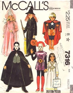 McCall's 7316-Kid Costumes-Witch-Princess-Wonder Boy-Angel-Vampire-Space Man-Med - Picture 1 of 11