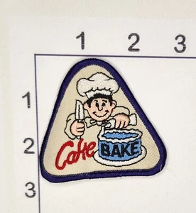 Cake Bake Patch BSA Boy Scouts America Iron On Vintage Embroidered - Picture 1 of 1