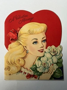 Vintage Adult's Embellished Valentine Card | "A Valentine's Message" by DA Line - Picture 1 of 3