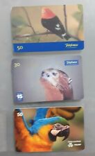 03 Phone Cards Arara Macaw Ariranha Uirapuru Telefonica Brazil 2001