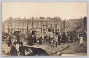 París Francia, Primera Guerra Mundial Alemán A7V Tanque Pistolas de Campo RARO De Colección RPPC Foto Real Postal - Imagen 1 de 2