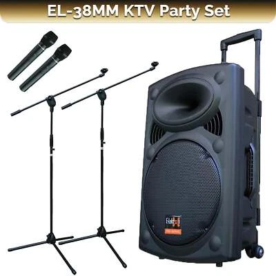 E-lektron Kvocal 15 Portable Bluetooth PA Speaker w/ 2 Wireless Mics ans stands - image 1 of 4