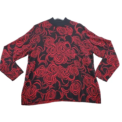 Suéter Chico's para mujer 3 (16/XL) negro rojo rosa floral geométrico casa de campo ropa artística Foto 1 de 4