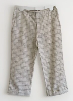 NUEVO JOIE Crema con Negro y Tostado Rayas Recortadas y Puños Pantalones de Vestir Talla Pequeña Nuevo sin Etiquetas Foto 1 de 4