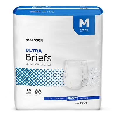 McKesson Ultra Adult Incontinent Brief, Cierre de lengüeta Mediano, Estuche de absorción pesada/96 Foto 1 de 4