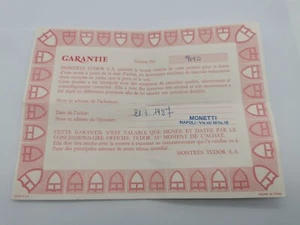Tudor 9050 warranty signed and stamped Italian dealer 1987 In Good Condition - Picture 1 of 9