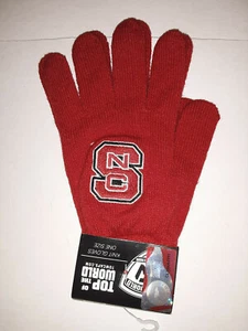 NC State Wolfpack Official NCAA One Size Knit Gloves by Top of the World - Picture 1 of 2