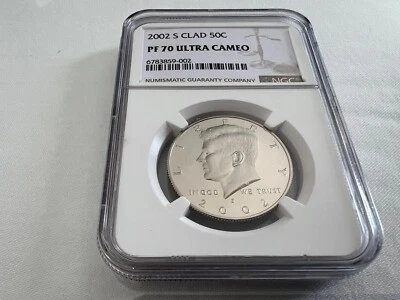 2002-S CLAD KENNEDY HALF DOLLAR  NGC PF70 ULTRA CAMEO BROWN LABEL "TOP POP" - Image 1 of 4