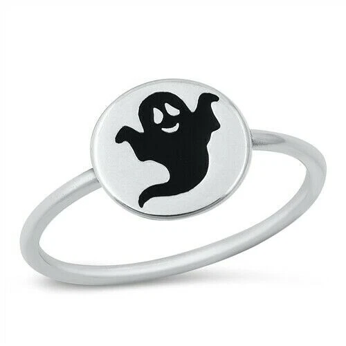 Ghost Ring Genuine Sterling Silver 925 Rhodium Plated Face Height 10 mm Size 9 - Image 1 of 1
