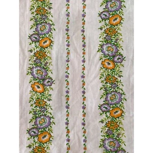 De Colección Tela Púrpura Naranja Floral Rayas Blanco Marfil Acolchado Costura Restos Arte - Imagen 1 de 13