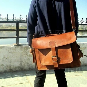 Borsa a mano in vera pelle da uomo borsa a tracolla laptop messenger vintage - Foto 1 di 4