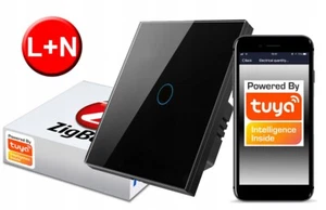 Interruptor táctil TUYA ZigBee 1obw. negro # L+N - Imagen 1 de 12