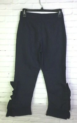 Pantalones de vestir H&M para mujer talla 4 brillantes plateados a rayas con volantes dobladillo azul marino NUEVO  Foto 1 de 4