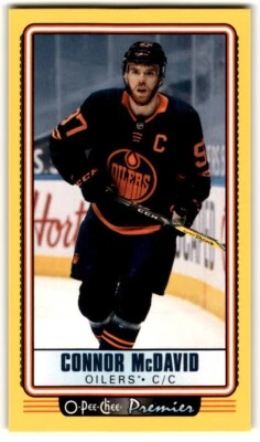 2021-22 O-Pee-Chee Premier Tallboys Yellow Connor McDavid #P-1 Edmonton Oilers - Image 1 of 2