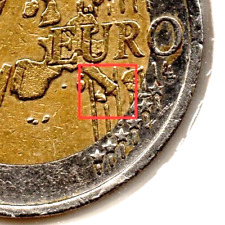 Moneda  Irlanda 2€  2002 km# 39 (error en el mapa de Italia )  Usada Ref. M1270