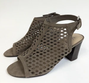 Unisa Womens 6M Taupe Mesh Perforated Ankle Buckle Slingback Heels - Picture 1 of 13
