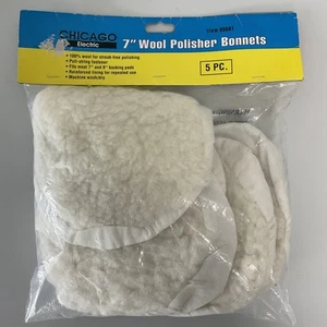 NEW Chicago Electric 7" Inch 100% Wool Polishing Bonnets (5 Pack) - Picture 1 of 3