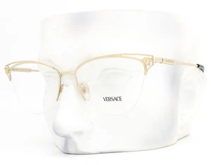 Versace Semi Rimless Eyeglasses Glasses VE1280 1252 Pale Gold 55-16-145 w/case - Picture 1 of 7