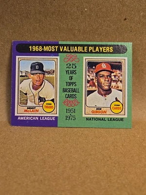 1975 Topps Baseball #206 MVPs 1968 Tigers McLain Cardinals Gibson Excelente  - Imagem 1 de 4