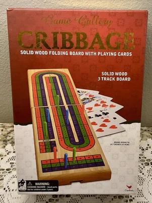 Cardinal Games Gallery Solid Wood Deluxe 3 Track Folding Cribbage Board New - Image 1 of 4