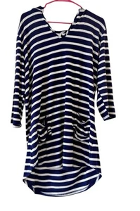 Sudadera con capucha a rayas azul marino Beach Break para mujer, XL - Imagen 1 de 6