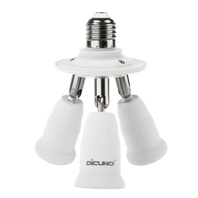 DiCUNO 3 in 1 E26 Light Socket Splitter Adapter, Standard Base LED Bulb White  - Image 1 of 4