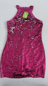 Sam Edelman kurzes Paillettenkleid Samtbesatz rosa Cocktail und Party - 158 $ - Bild 1 von 11