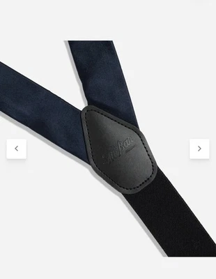 Suspensórios masculinos elásticos ajustáveis The Tie Bar cetim sólido preto clipe - Imagem 1 de 4