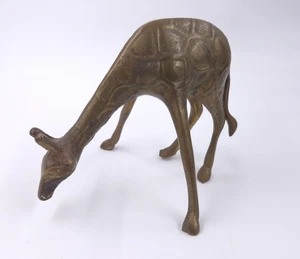 Vintage Brass Giraffe Figurine Statue Paperweight Zoo Animal Metalware - Picture 1 of 4