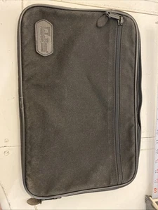 Vintage LL Bean Laptop Case/Bag w/Leather Trim 10”x15"  Black Canvas - Picture 1 of 10