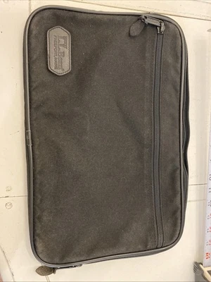 Vintage LL Bean Laptop Case/Bag w/Leather Trim 10”x15"  Black Canvas - Image 1 of 4