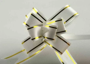 10 Pieces Shiny Pull Flower Ribbon & Bows Gift Wrap w/Gold Outline - Picture 1 of 13