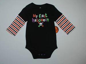 Langarmbody~USA~56-62~Halloween~Babybody~Body~Totenkopf~schwarz~unisex~Shirt~neu - Bild 1 von 2