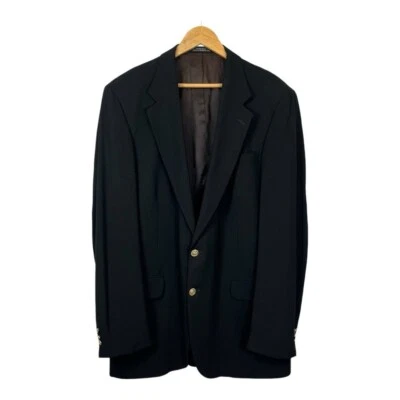 Stafford 100% Worsted Wool Sport Coat Suit Jacket Black Men Size 42XT - Image 1 of 4