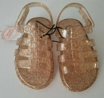 Сандалии для младенцев девочек Wonder Nation совершенно золотистые легко надеваются и снимаются размер 2 3  - Изображение 1 из 4