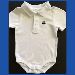 EEUC Boys 6-12 mos Gymboree “TINY PIRATES” Cotton WHITE 1-piece Bodysuit Collar - Picture 1 of 1
