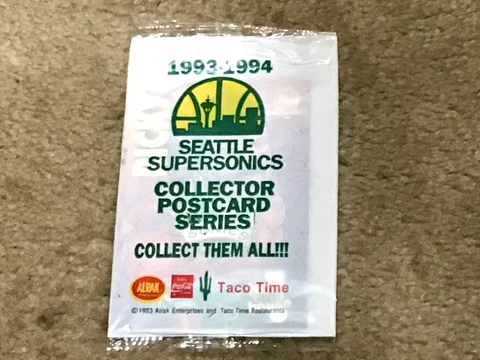 1993-1994 Seattle Supersonics Taco Time Collector Postcard Sealed Ricky Pierce Cover