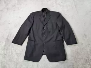 Hugo Boss Suit Jacket 44 R Black Wool Einstein US Birdseye 3 Button Sport USA - Picture 1 of 21