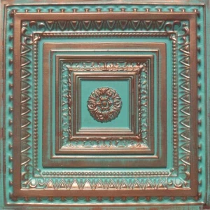 Grid System, Pop In, 2' x 2', PVC Ceiling Tiles Brilliance Copper Patina, 30 pcs - Picture 1 of 2