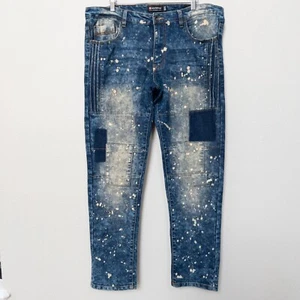 Southpole Jeans Herren 38x32 Dark Acid Wash Skinny Faded Patched Hip Hop Skater - Bild 1 von 11