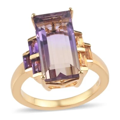 Purple Amethyst Gemstone Gold Color Lab Grown 925 Sterling Silver Ring For Women - Image 1 of 4