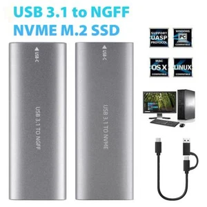 M.2 NGFF SSD Hard Disk Drive Case USB Type-C USB 3.1 NVME PCIE HDD Enclosure - Picture 1 of 14