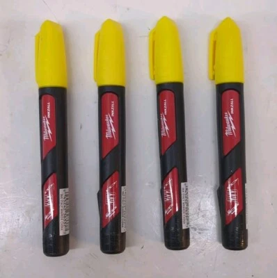 Pack of 4 Milwaukee INKZALL Yellow Felt Tip Liquid Paint Marker - Image 1 of 4