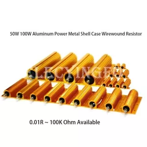 RX24 50W Watt Power Metal Shell Aluminium Gold Resistor 0.01R-510K Resistance - Picture 1 of 5