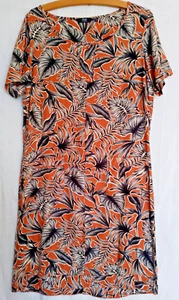 Edinburgh Woollen Mill Isle Collection Short Sleeve Tea Dress Brown Floral UK 14 - Picture 1 of 11