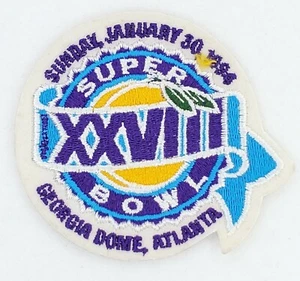 Patch Super Bowl XXVIII 30 gennaio 1994 Atlanta Dallas Cowboys Bills Iron On 3,75x3 - Foto 1 di 4